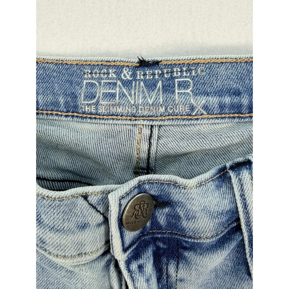 Rock & Republic Denim Rx Light Wash Raw Hem Jean Shorts Blue Womens Size 10